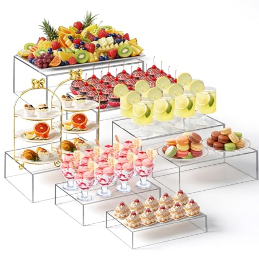 Display Risers Set - 7 Pcs Extra Large Buffet Risers